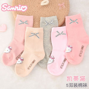 Hello Kitty Childrens Socks Breathable Short Knitted Cotton Socks for Girls Cute Student New Style Autumn Winter Kids Socks