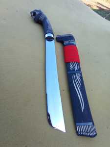 golok ukiran  macan banten tebang bambu murah