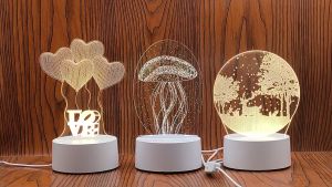3Dโคมไฟอะคริลิค LED ตกแต่งห้องนอน โคมไฟตั้งโต๊ะเล็ก ๆ 3 มิติ USBไฟกลางคืน ไฟห้องนอน โคมไฟตั้งโต๊ะ