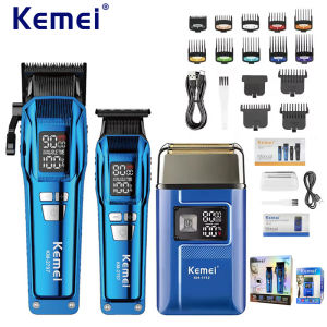 Kemei | Kemei Trimmer KM-2797 Rechargeable Electric Hair Clippers Set LCD Shaver KM-1112 Dry And Wet Shaving Machine Cordless Kit