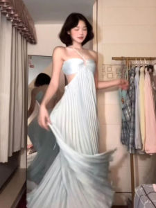 CHANGTONG | Resort Style Halter Dress Spring