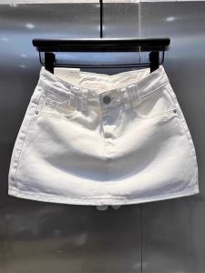 Korean Style High Waist A-Line Mini Skirt Womens Summer New Spicy Girl Anti-Light Cotton Denim Short Skirt Pants