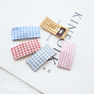 5cm Gingham Square BB Clip Barrettes Side Clip Bang Clip Handmade Hair Accessories Headdress Material DIY Ornament Accessories