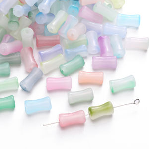 20/50Pcs 6x12mm Gradient Colorful Bamboo Glass Beads For DIY Bracelet Necklace Jewelry Making Crafts Accessories