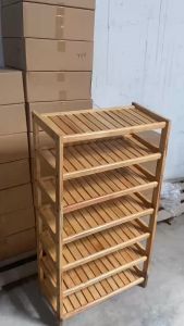 Kệ dép gỗ cao su 7 tầng ngang 62cm hàng lắp ráp - Ori House