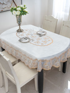 Tấm Trải Bàn Hình Elip Bằng Nhựa PVC Chống Trượt Chống Thấm Nước Chống Dầu Không Cần Giặt Họa Tiết Ren Dùng Cho Gia Đình