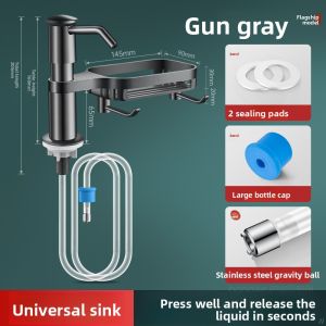 MONLEYTA | Kitchen Sink Detergent Pressurizer Drain Rack Dishwashing Sink Soap Liquid Holder Extender ABS Silicone Tube Storage Shelf