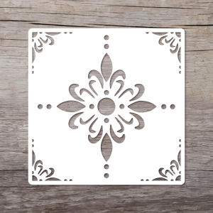 4PCS 7.8×7.8inch Tile Pattern Stencil Reusable Painting Template for DIY Wall Floor Furniture Decoration