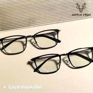 Gentle Fawn Kacamata Antiradiasi Blueray Bentuk Kotak Fashion  Pria Dan Wanita Bussines Style  Bahan TR90+Metal Kuat Kokoh Bisa Minus Photocromic Bluecromic 4028