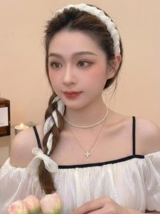 MENGWU | Pearl Wrapped Comb Hairband for High Forehead Effect