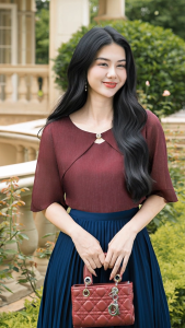 Áo thiết kế quyến rũ sang trọng chất liệu Tơ Ánh Nhũ mỏng nhẹ AN5L0241 thương hiệu Thiều Hoa