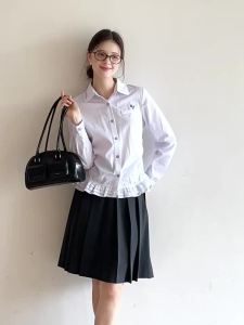 Áo Blouse Ôm Body Tay Dài Sọc Xanh Thu