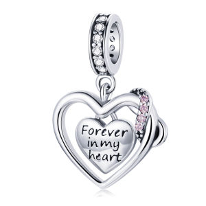 BAMOER Authentic 925 Silver Infinite love Heart Pendant for Bracelet Bangle BSC482