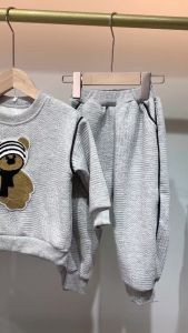 0-5 Years Old Cotton Baby Boy Cute Cartoon Bear Pattern Top Fashion Clothes Set