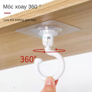 Móc Nhựa Xoay 360˚ Cỡ Lớn Dán Tường Trần Nhà Hình Lưỡi Câu Đa Năng Siêu Dính