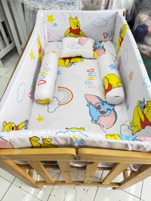 Varnished Crib with Uratex foam bumper and 3pillows (all-in set - 22X36 inches)