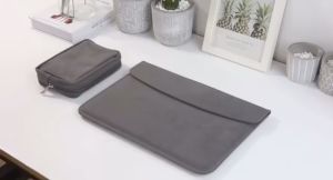 (13-15inch)Frosted Magnet PU Leather Laptop Sleeve Womens Bag nubuck case waterproof cable macbook/huawei/acer 防水磨砂电脑保护套