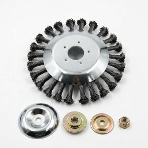 6 Inch Steel Wire Brush Cutter Head Weed Trimmer Lawn Mower Grass Removal Tool Heavy Duty with Mounting Hardware Set