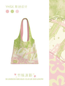 Original Spring Summer Canvas Bag Women Commuter Green Single Shoulder Bag Casual Style Printed Pattern Soft Fabric Handbag