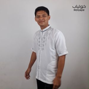 Holyape Baju Koko Muslim Medium Jumbo Lengan Pendek Polikatun Putih Tulang 20 Chandalier