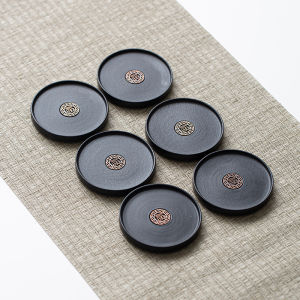 Thiền Đen Trà Coaster Mới Phong Cách Trung Hoa Đất Sét Tím Bộ Trà Gốm Phụ Kiện Cách Nhiệt Độc Lập Thật Bắn Retro Nguyên Tố
