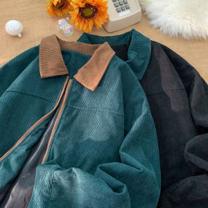 2026 Autumn Corduroy Cargo Jacket For Men Bomber Jacket Windbreakers Zipper Coats Loose Cargo Outwear Casual Jacket Mens Clothes