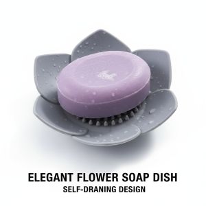 Soap Box Lotus Shape Non-slip Portable Silicone for Draining Soap Tray Draining Soap Dish Bathroom Accessories