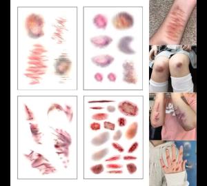 3D Realistic Scar & Bruise Tattoo Stickers - Morbid Aesthetic Waterproof Fake Wounds for Halloween SFX Makeup & Party