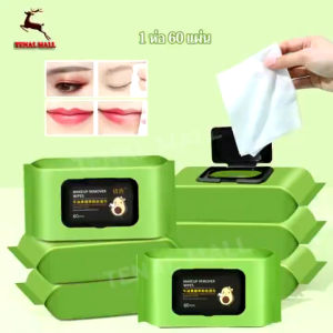 🥑 แผ่นทำความสะอาดเช็ดเครื่องสำอางค์ ผ้าเช็ดทำความสะ แพ็คละ 60 ชิ้น อาดสูตรอ่อนโยน ไม่ระคายเคือง ไร้กลิ่น