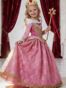 MUABABY | Luxury Girls Princess Costume Ball Gown Dress Fancy Birthday Carnival Party Off Shoulder Golden Applique Children Outfits Dress