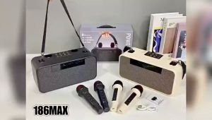 พร้อมส่ง ลำโพง 186MAXลำโพงบลูทูธ เบส ไมโครโฟนคู่(ไมค์2อัน )สามารถแสดงเนื้อเพลงได้ Bluetooth karaoke speaker สีขาว สีดำ