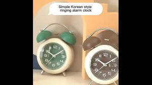 Modern Minimalist Twin Bell Alarm Clock Colorful Cute Quartz Alarm Clock Bedrooms Living Room Jam Loceng Bulat Meja