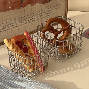 Stainless Steel Square Storage Basket - Metal Organizer Bin for Kitchen Cosmetics Desktop & Sundries