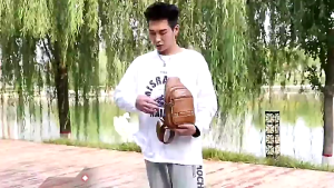 SKM Mens Casual Leather 3 Zipper Chest Crossbody Bag Beg Lelaki / Beg Galas SK585