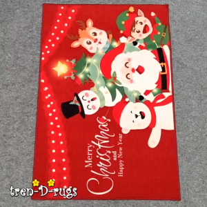 Karpet Lantai Premium Estetik Aesthetic Motif Natal Merry Christmas Santa Claus Clause | Alas Lantai Ruang Tamu Kamar Tidur Anti Slip Size 100x150cm Murah Tebal Berkualitas | Ambal Meja Persegi Panjang Kotak Besar