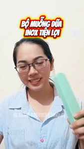 Bộ Muỗng Đũa Nĩa Inox Lúa Mạch Có Hộp Đựng Tiện Lợi