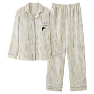 Bộ đồ ngủ nữ MiiOW Cat Person làm bằng vải cotton dài tay rộng rãi thoải mái