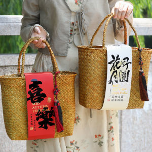 กล่องของขวัญ Mid-Autumn กล่องบรรจุภัณฑ์ขนม MOONCAKE กล่องของขวัญขนาดใหญ่ กล่องที่ถือได้ 12 ชิ้น กล่องขนมปังไหปลาร้า