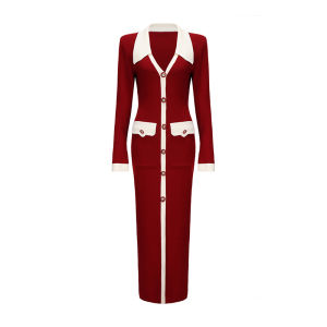 New Year Limited Vintage Wool Knitted Cardigan Set for Women