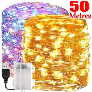 Anglebabylife 50/2M LED String Light USB/Battery Operated Copper Wire Garland Fairy Lighting Strings Christmas Wedding Party Decoration Lamps