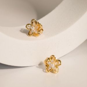 Mikana Glamour Pins Gold Plated Himeko Pearl Stud Earrings Earrings for Women casual flower hikaw