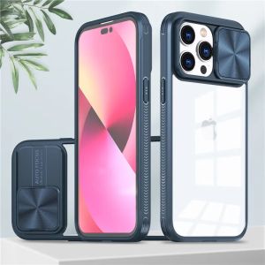 Slide Camera Lens Protection Phone Case For iPhone15 14 12 11 13 Pro Max XS Max XR X Soft Liquid Silicone Shockproof Clear Cover
