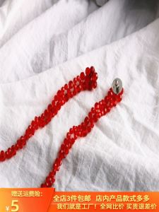 K-style Korean Style Fashion Ear Stud Earring Long Tassel Red Florals Crystal Pendant Ear Clip Earrings 182