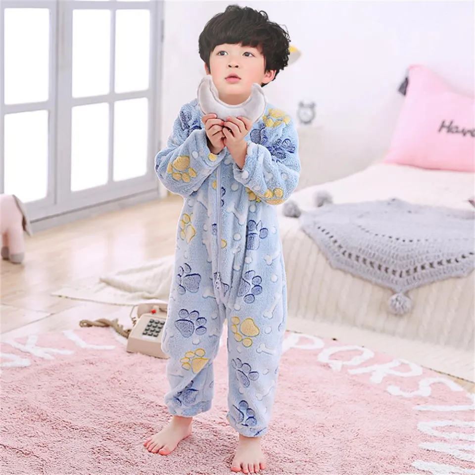 Children Pajama Jumpsuit Sleepwear Baby Winter Thickened Warm Pajamas Casual Homewear Sleeping Wear Printed With Animals Lazada Singapore