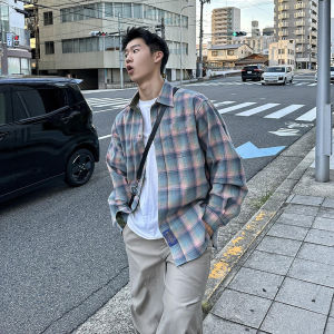 Cityboy Early Spring Gingham Shirt Mens Long Sleeves Stylish Pu Shuai Plaid Tops Cleanfit Shirt Coat