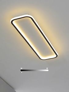 RHPOA Black Square 40-120CM Ultra-Thin 3CM Long Strip LED Ceiling Light Eye Protection Light Adjustment Brightness/Color Ceiling Mounted Track Light