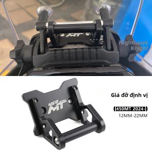 Giá Đỡ Điện Thoại GPS Bằng Nhôm CNC Cho Xe Máy CFMOTO 450MT Màu Đen Kèm Giá Đỡ Mở Rộng 12mm/22mm Giá Đỡ Định Vị