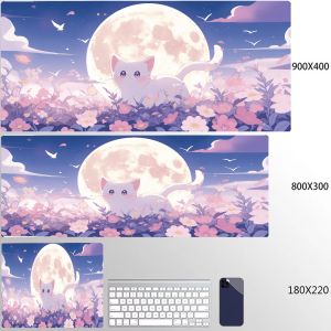 Bandai | Adorable Pink Cat Design Mouse Pad – XXL Gaming Desk Mat with Kitten Design for Girls Soft Non-Slip Surface for Office and Home