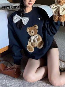 Happy Bear 3D Furry Detail Womens Hoodie