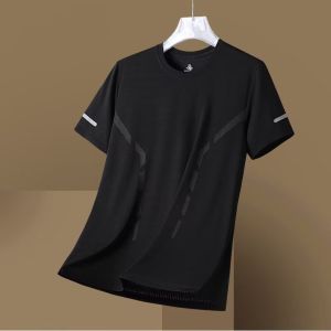 Export Original Order Leftover Stock Ice Silk Short Sleeve T-shirt Womens Summer Thin Quick-Drying Mesh Ice Sports Summer Wear Tops Tide